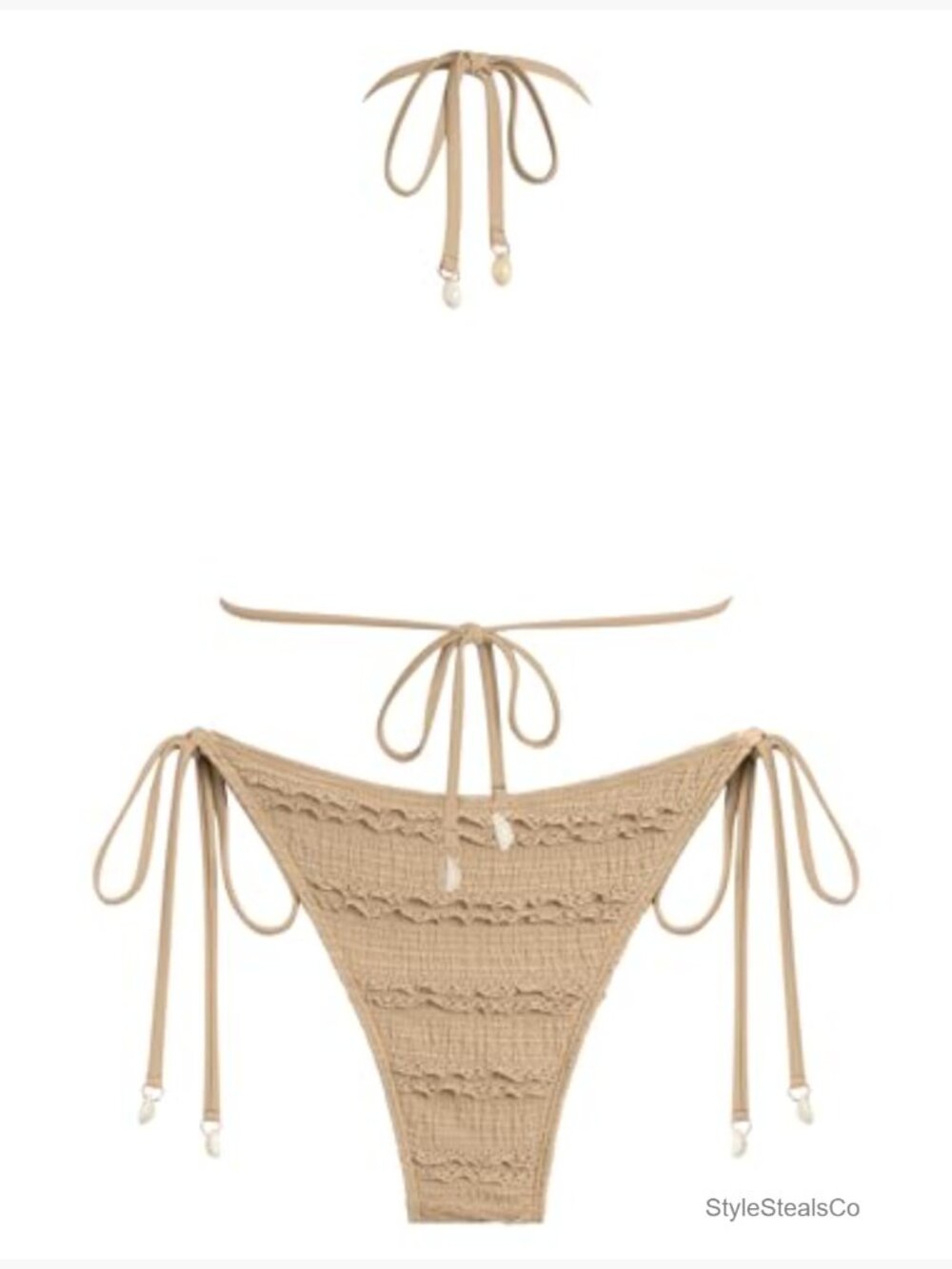 Triangle Bikini Set Tie Side String Halter Two Piece Swimsuit - Picture 3 of 6